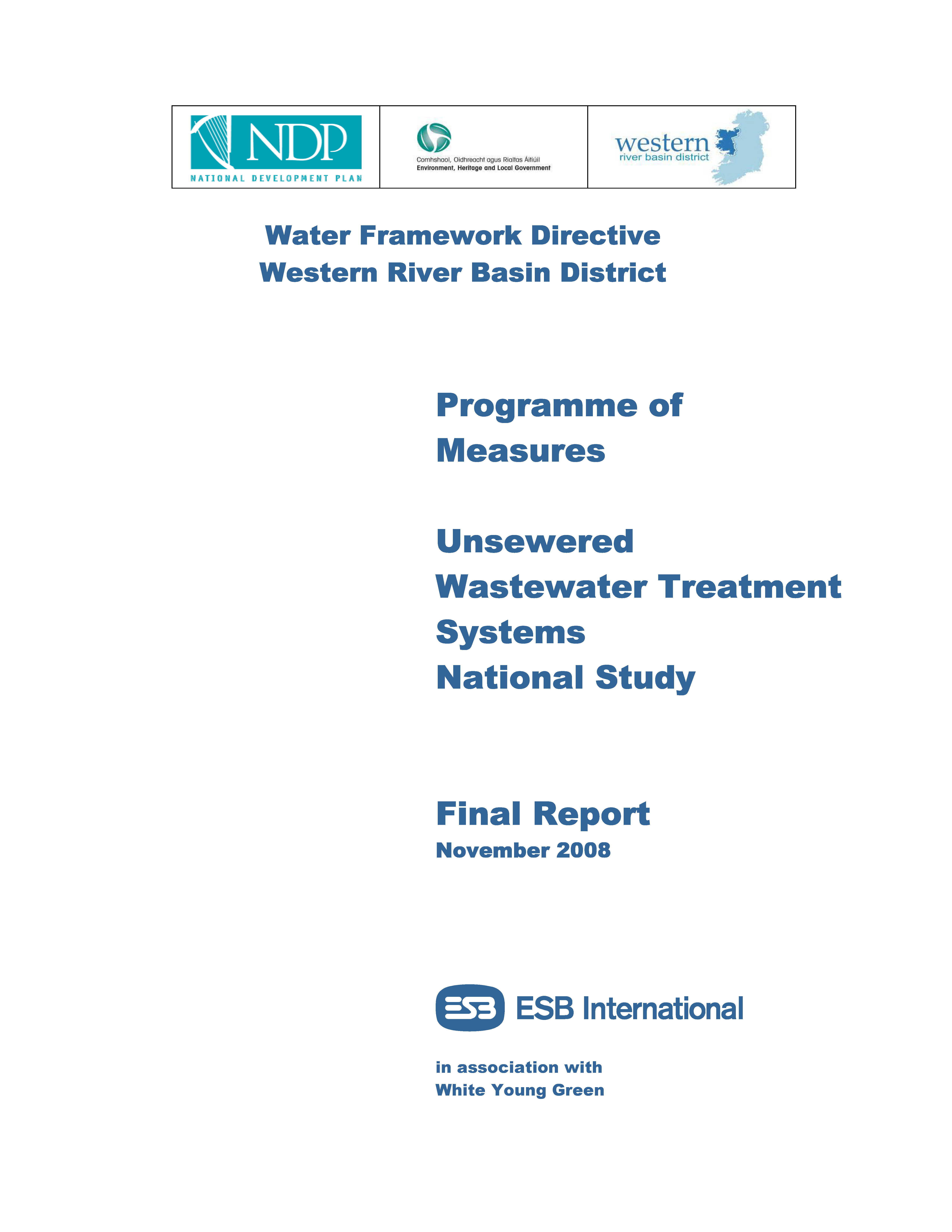 Cover from Programme of Measures Unsewered Wastewater National Study_v2